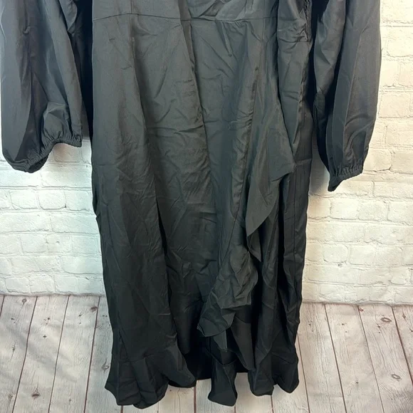 BloomChic Elegant Black Long Sleeve Dress with Ruffle Detail Plus Size 3X - Picture 6 of 8
